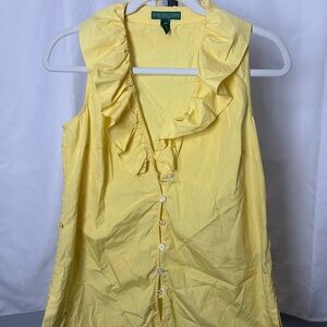 Ralph Lauren Yellow Ruffle-Trim Sleeveless Button Front Camisole